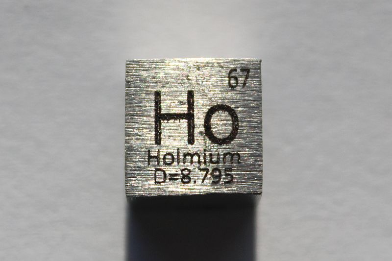 Holmium-Dichtewrfel Holmium Density Cube 1cm3 ca. 99,9%