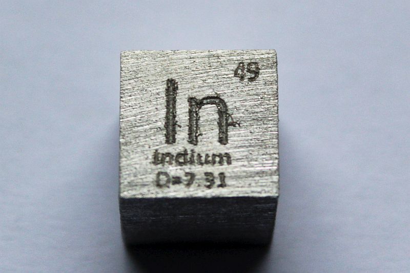 Indium-Dichtewrfel Indium Density Cube 1cm3 ca. 99,995%