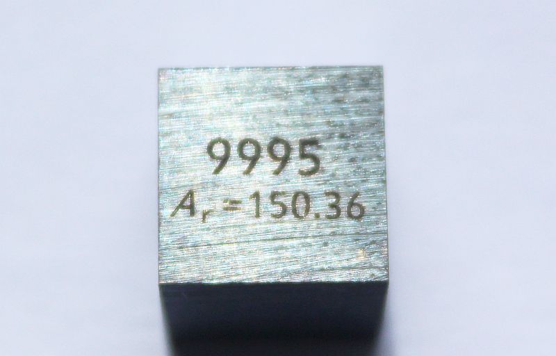 Samarium-Dichtewrfel Samarium Density Cube 1cm3 ca. 99,95%