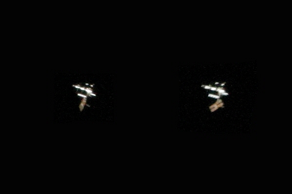 Internationale Raumstation ISS in wenigen Sekunden Abstand fotografiert