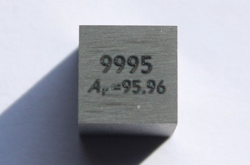 Molybdn-Dichtewrfel Molybdenum Density Cube 1cm3 ca. 99,95%