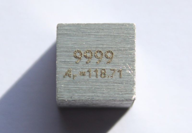 Zinn-Dichtewrfel Tin Density Cube 1cm3 ca. 99,99%