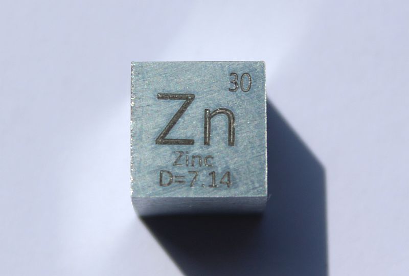 Zink-Dichtewrfel Zinc Density Cube 1cm3 ca. 99,99%